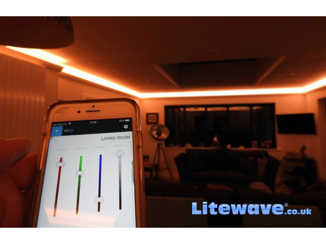Wall Uplighting displaying orange - Litewave Professional RGB LED Strip 60 LEDs per Metre 24vdc Constant Current